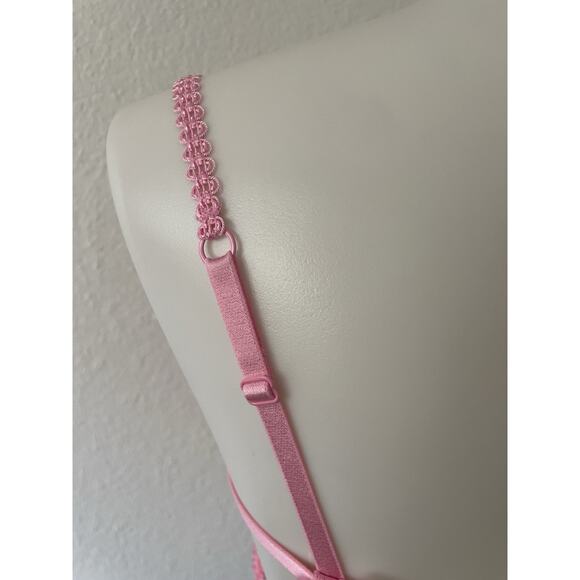 For Love & Lemons Bra Lingerie Floral Bouquet Plunge Sheer Pink - Picture 8 of 12